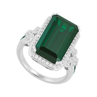 Sterling Silver Emerald Cut Cubic Zirconia Ring