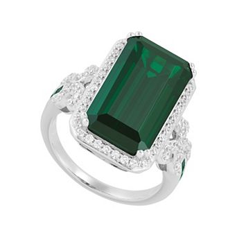 Sterling Silver Emerald Cut Cubic Zirconia Ring