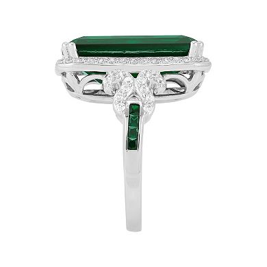 Sterling Silver Emerald Cut Cubic Zirconia Ring