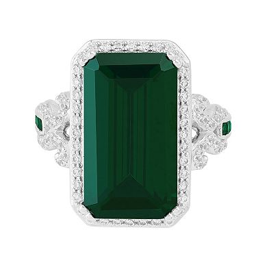 Sterling Silver Emerald Cut Cubic Zirconia Ring