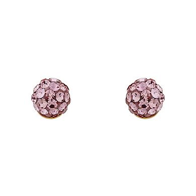 14k Gold Crystal Threaded Ball Back Earrings