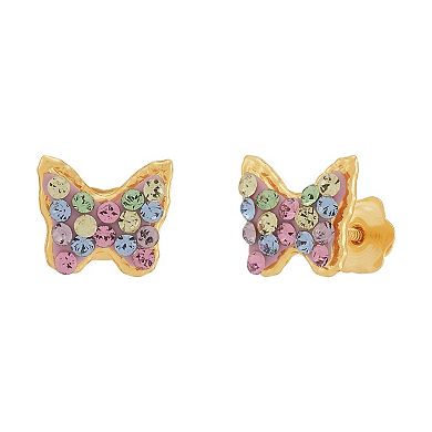 14k Gold Multi Crystal Butterfly Earrings
