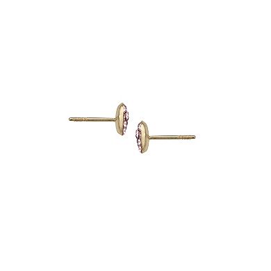 14k Gold Crystal Heart Stud Earrings