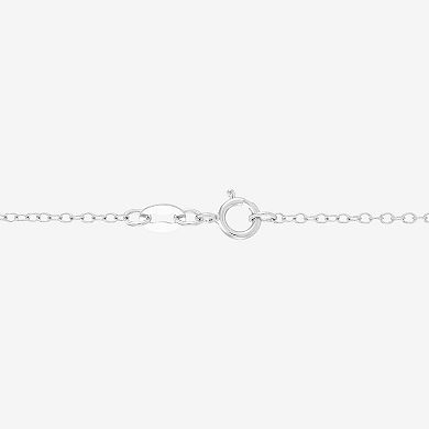Sterling Silver Diamond Accent "Mom" Heart Rose Gold Plated Butterfly Cable Chain Pendant Necklace