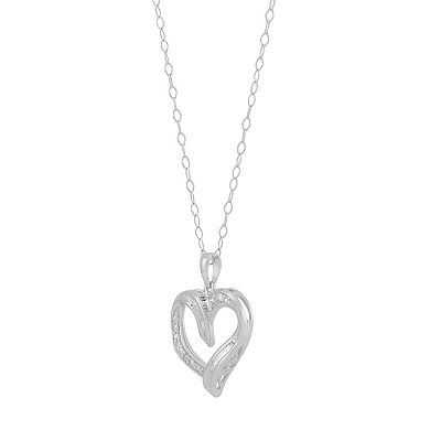 Sterling Silver 1/10 Carat T.W. Diamond Heart Cable Chain Pendant Necklace
