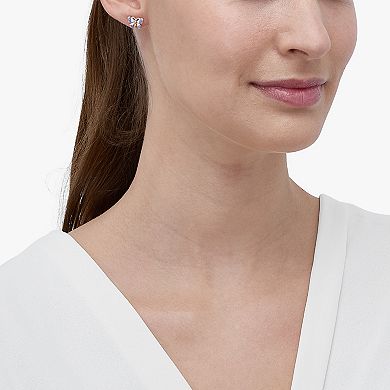 14k Gold Multi Color Enamel Butterfly Earrings