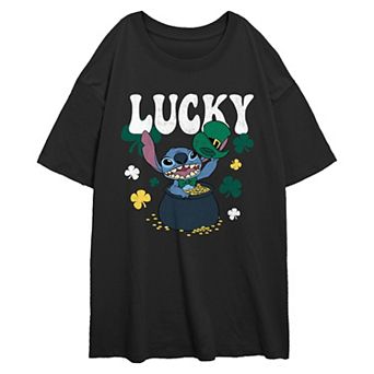 Disney's Lilo & Stitch Lucky Pot Of Gold Juniors' Oversized Graphic Tee