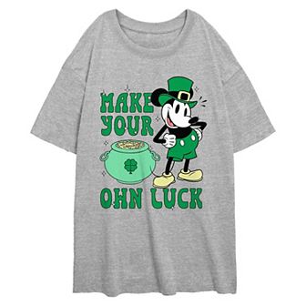 Disney's Mickey Mouse Make Your Own Luck Juniors' Oversized Graphic Tee