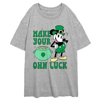 Disney's Mickey Mouse Make Your Own Luck Juniors' Oversized Graphic Tee