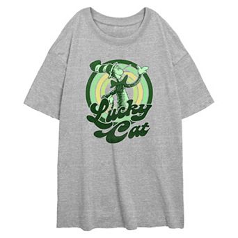 Juniors' Dr. Seuss The Cat In The Hat Lucky Cat Oversized Graphic Tee