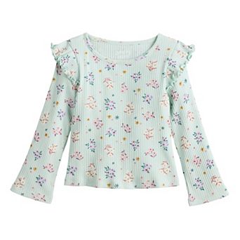 Girls 4-12 Jumping Beans® Ribbed Flutter Sleeve Top
