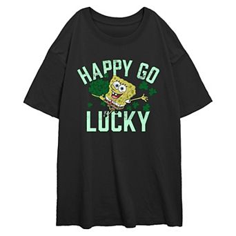 Juniors' Nickelodeon SpongeBob SquarePants Happy Go Lucky Oversized Graphic Tee