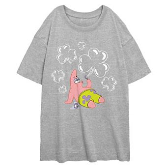 Juniors' Nickelodeon SpongeBob SquarePants Patrick Shamrock Bubbles Oversized Graphic Tee