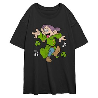 Disney's Snow White And The Seven Dwarfs Dopey Irish Jig Dance Juniors' Oversized Graphic Tee