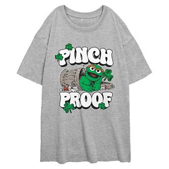 Juniors' PBS Kids Sesame Street Oscar The Grouch Pinch Proof Oversized Graphic Tee