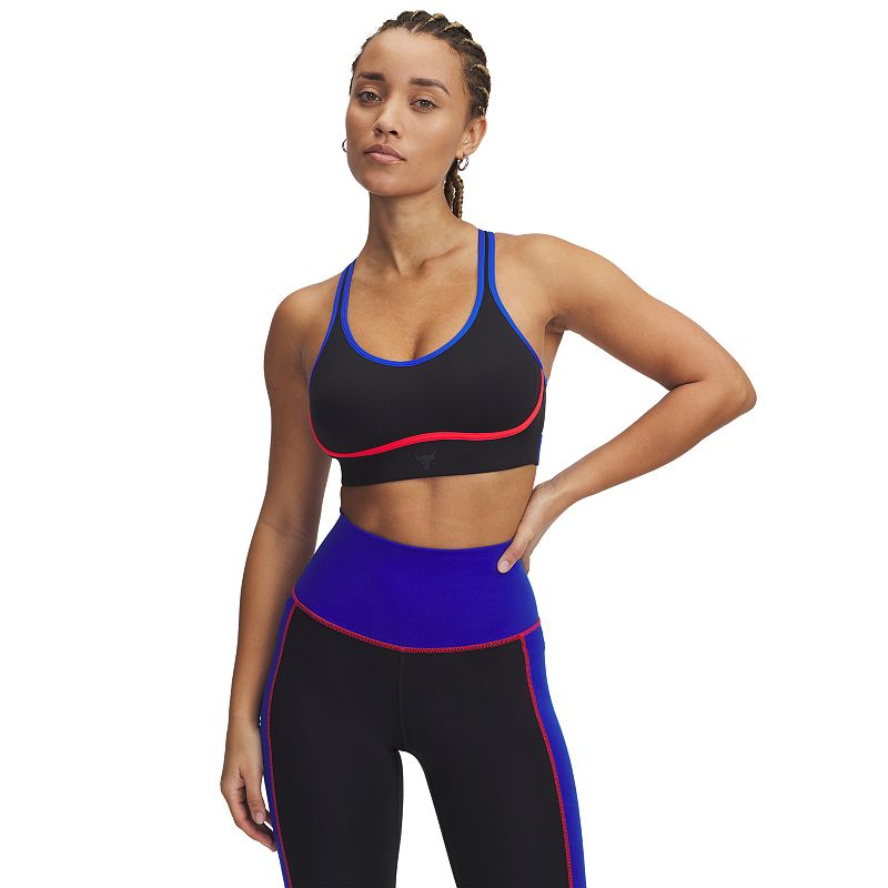 Under Armour Project Rock Medium-Impact Sports Bra, Women's, Size: Medium A-C, Black