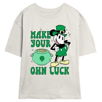 Disney's Mickey Mouse Make Your Own Luck Juniors' Skimmer Graphic Tee