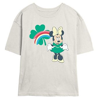 Disney's Minnie Mouse Rainbow Print Shamrock Juniors' Skimmer Graphic Tee