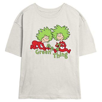 Juniors' Dr. Seuss Thing 1 And Thing 2 Green Thing Skimmer Graphic Tee