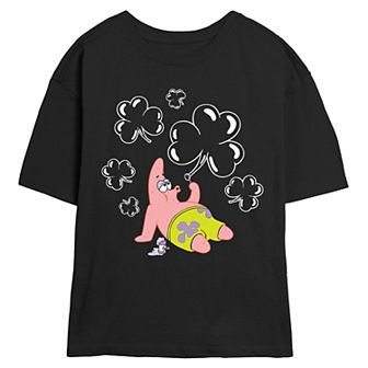 Juniors' Nickelodeon SpongeBob SquarePants Patrick Shamrock Bubbles Skimmer Graphic Tee