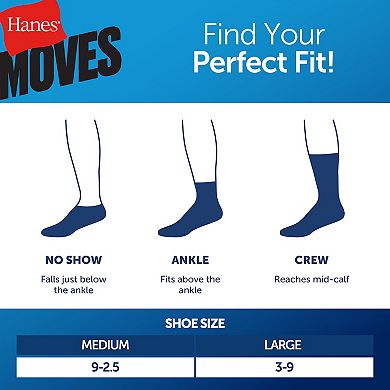 Hanes Moves Ultimate Boys' Seamless Stretch Mid Crew Socks 6-Pairs