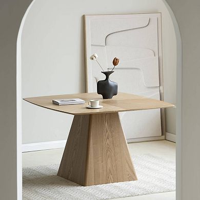 47" Square Dining Table in Ash Wood Veneer with Tapered Rectangular Base