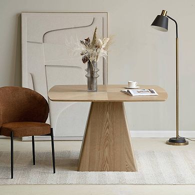 47" Square Dining Table in Ash Wood Veneer with Tapered Rectangular Base