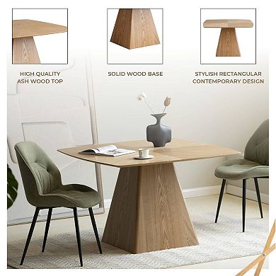 47" Square Dining Table in Ash Wood Veneer with Tapered Rectangular Base
