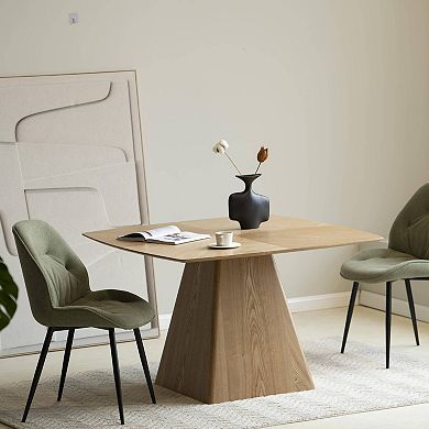 47" Square Dining Table in Ash Wood Veneer with Tapered Rectangular Base