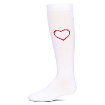 Girls' Paint Heart Knee High Socks