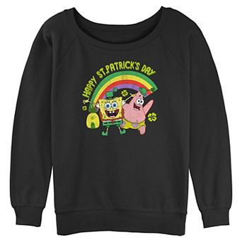 Juniors' Nickelodeon SpongeBob SquarePants And Patrick Happy Saint Patrick's Day Graphic Pullover