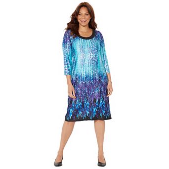 Catherines Women's Plus Size Petite Embellished Shift Dress