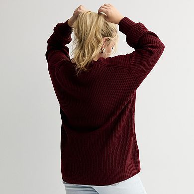 Juniors' Plus Size SO® Drop Shoulder Side Slits Crewneck Sweater