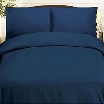Embossed Dobby Stripe 90GSM Microfiber Sheet Set - Twin 39x75", Navy