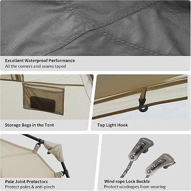 Naturehike Camping 2x4 Person Pop Up Tent Family Dome Waterproof Throw Easy Set Up Automatic Tent.