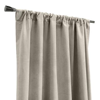 Classic Velvet Room Darkening Dual Header Energy Efficient Curtain Panel Oyster