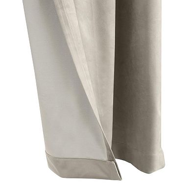 Classic Velvet Room Darkening Dual Header Energy Efficient Curtain Panel Oyster