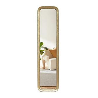 Parisloft Gold Metal Frame Rectangular Full Length Mirror with Tempered Glass - 14.1 x 57.3"