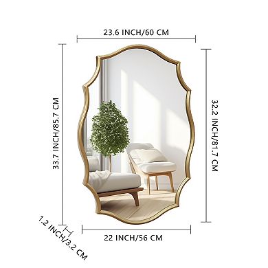 Parisloft 23.6 x 33.7 Inch Quatrefoil Gold Metal Wall Mirror