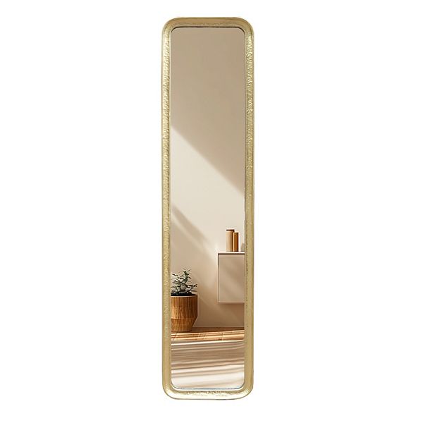 Parisloft Gold Metal Frame Rectangular Full Length Mirror with