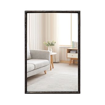 Parisloft Antique Black Metal Rectangular Bathroom Wall Mirror - 24 x 36 Inch
