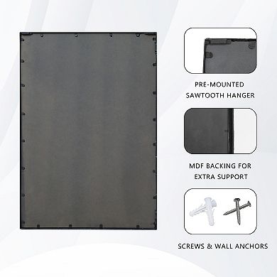 Parisloft Antique Black Metal Rectangular Bathroom Wall Mirror - 24 x 36 Inch