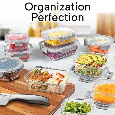 Zulay 12 Pack Glass Meal Prep Containers with Lids - Airtight, Borosilicate Glass Storage Containers