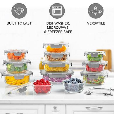 Zulay 12 Pack Glass Meal Prep Containers with Lids - Airtight, Borosilicate Glass Storage Containers