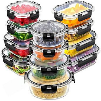 Zulay 12 Pack Glass Meal Prep Containers with Lids - Airtight, Borosilicate Glass Storage Containers