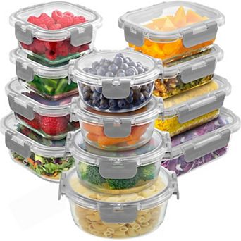 Zulay 12 Pack Glass Meal Prep Containers with Lids - Airtight, Borosilicate Glass Storage Containers