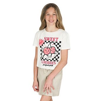Girls 7-12 Tween Diva 2 pc Pleated Cargo Skort & Graphic Tee Set