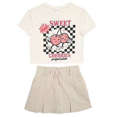 Girls 7-12 Tween Diva 2-Pc. Pleated Cargo Skort & Graphic Tee Set