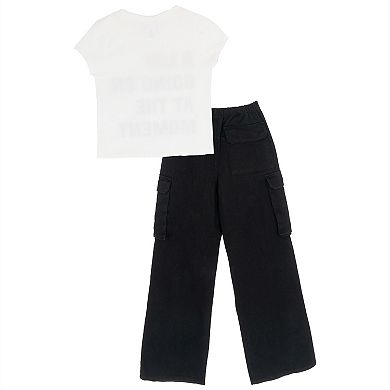 Girls 7-12 Tween Diva 2-Pc. "A Lot Going On" Graphic Tee & Cargo Pants Set