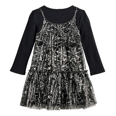 Baby & Toddler Girl Jumping Beans® Halloween Spider Tulle Overlay Dress